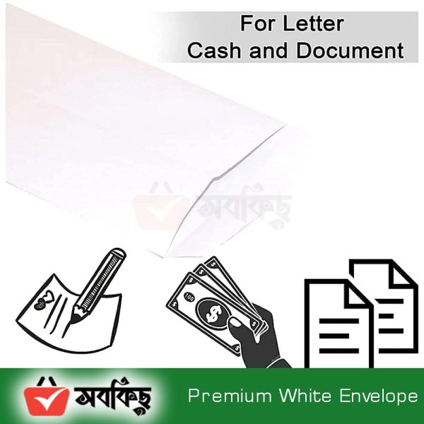 Premium White Cheque Size Paper  Envelope, Thickness 70 GSM Ideal for Home Office Business Corporate Secure Mailing - 11" X 5" - (100 pcs) - Image 6